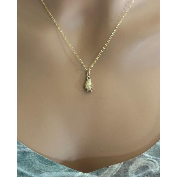 14K Gold Plated Necklace with Bronze Hanging Bat Charm - Picture 4 of 4